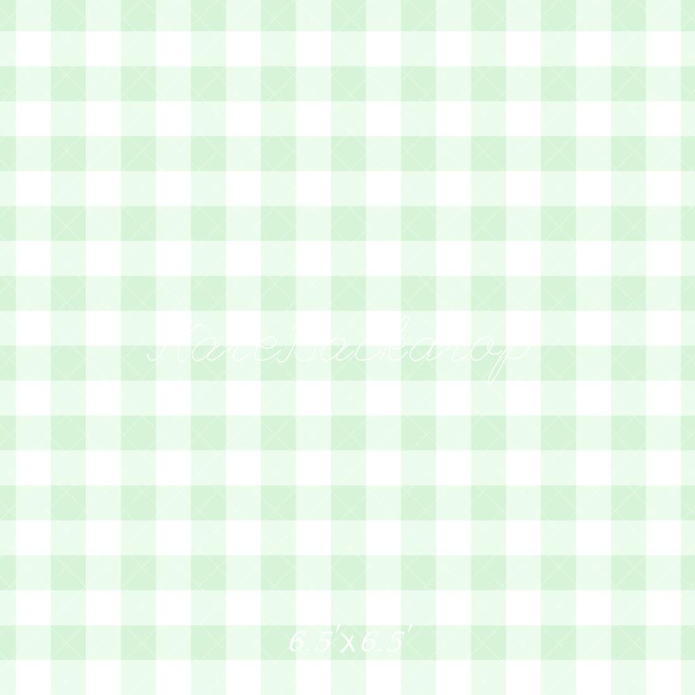 Kate Mint Green Gingham Pattern Backdrop Designed by Mandy Ringe Photography