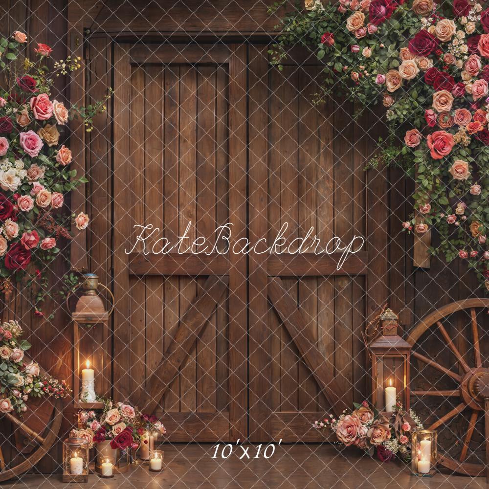 Kate Valentines Rustic Wooden Door Flower Arch Wheels Backdrop Designed by Emetselch