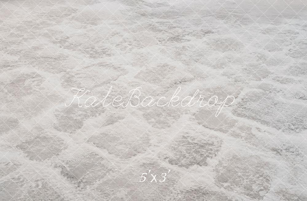 Kate Winter White Snow Cobblestone Floor Printed Backdrop Designed by Emetselch