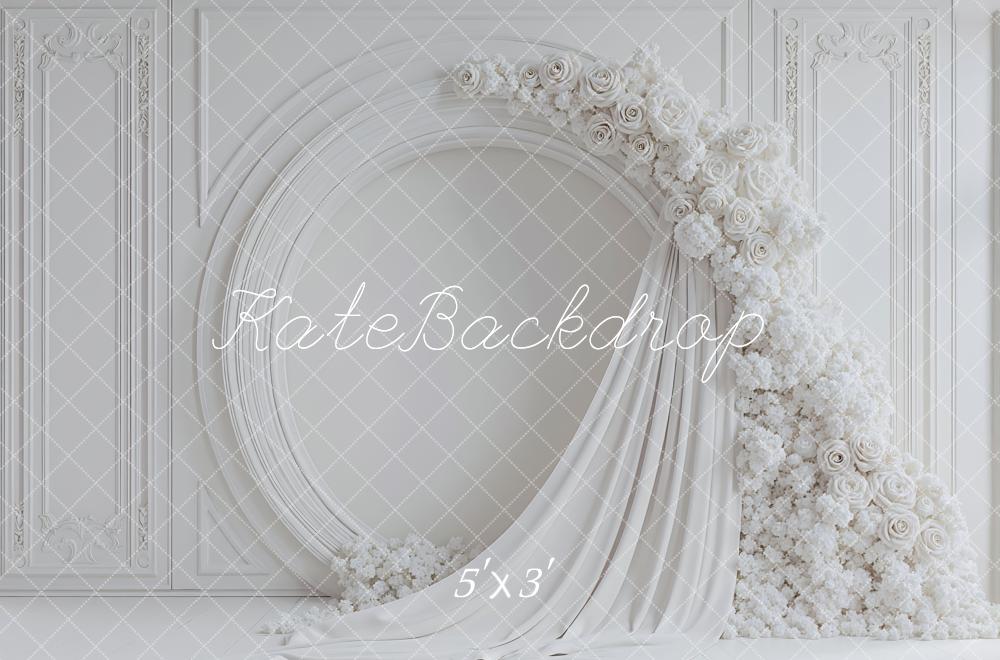 Kate Flower Arch White Roses Circle Frame Backdrop Designed by Mini MakeBelieve