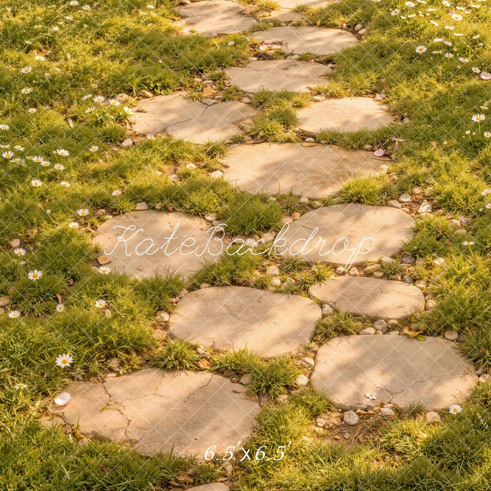 Kate Spring Garden Stepping Stone Path Wildflowers Floor Printed Backdrop Designed by Kate Image
