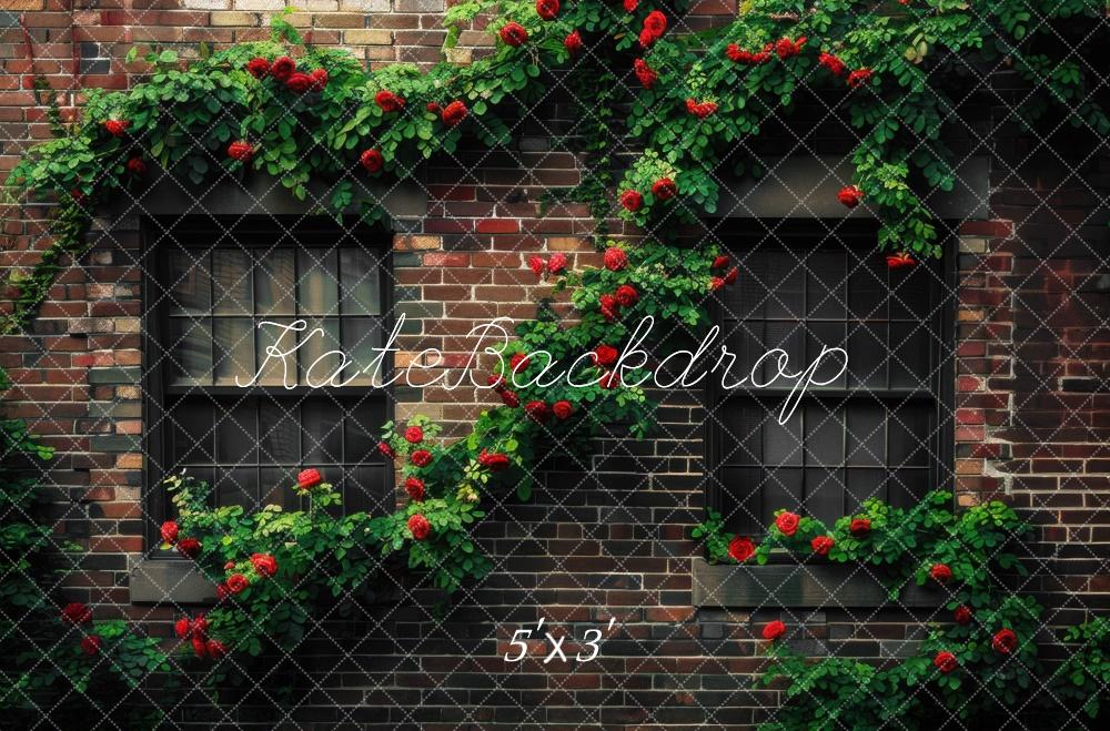 Sfondo Vintage Primaverile Verde con Rose