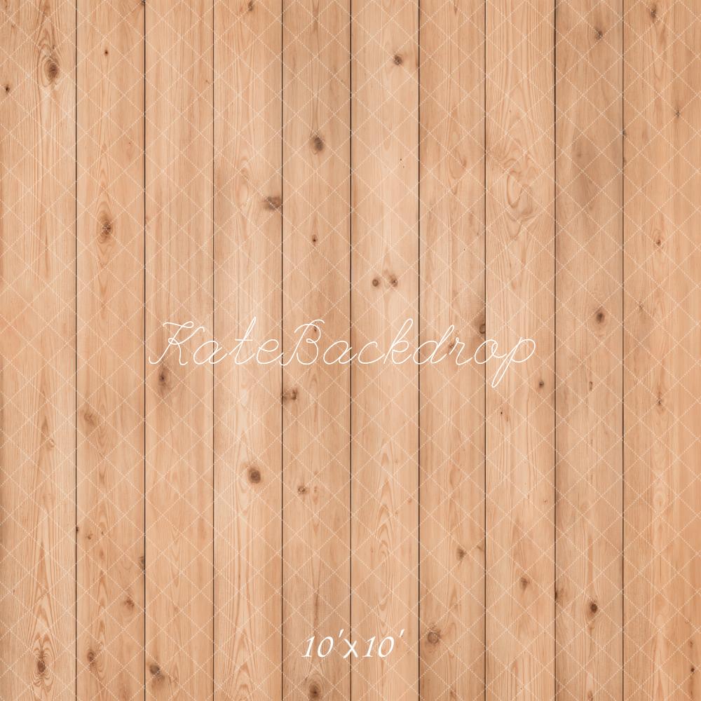 Kate Light Brown Wood Plank Floor Printed Backdrop Designed by Emetselch