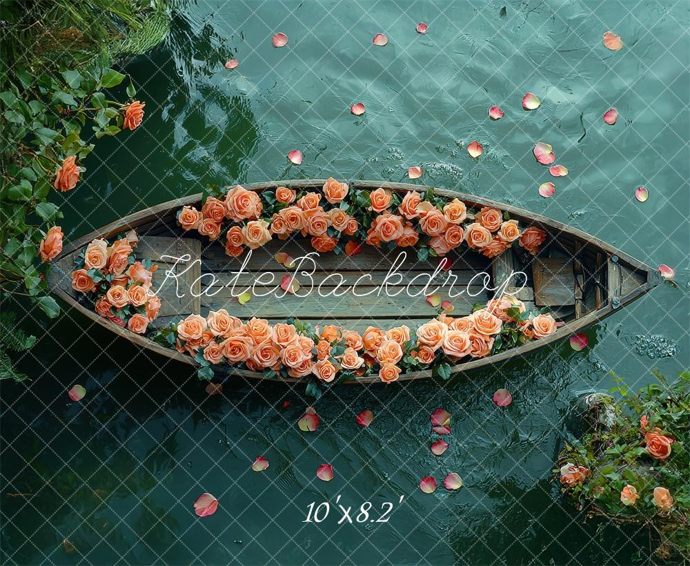 Kate Floral Rose Boat Lake Backdrop Designed by Laura Bybee