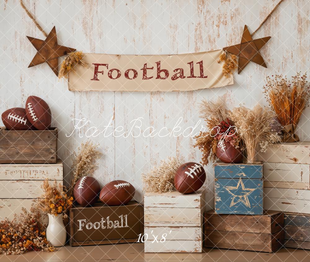 Kate Autumn Football Rustic Wood Box Backdrop Designed by Emetselch