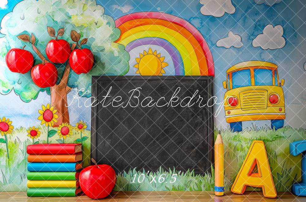 Kate Graduation School Blackboard Rainbow Apples Backdrop Designed by Mini MakeBelieve