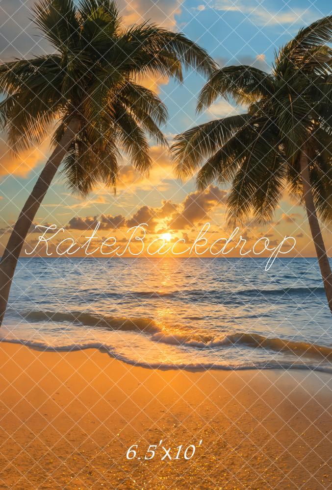 Kate Summer Beach Tropical Sunset Palm Backdrop Designed by Emetselch