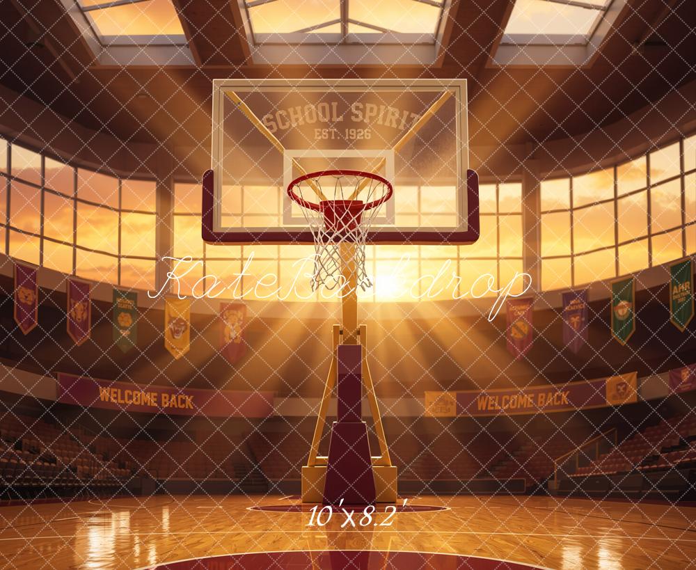 Kate Sports Basketball Court Sunlight Printed Backdrop Designed by Emetselch