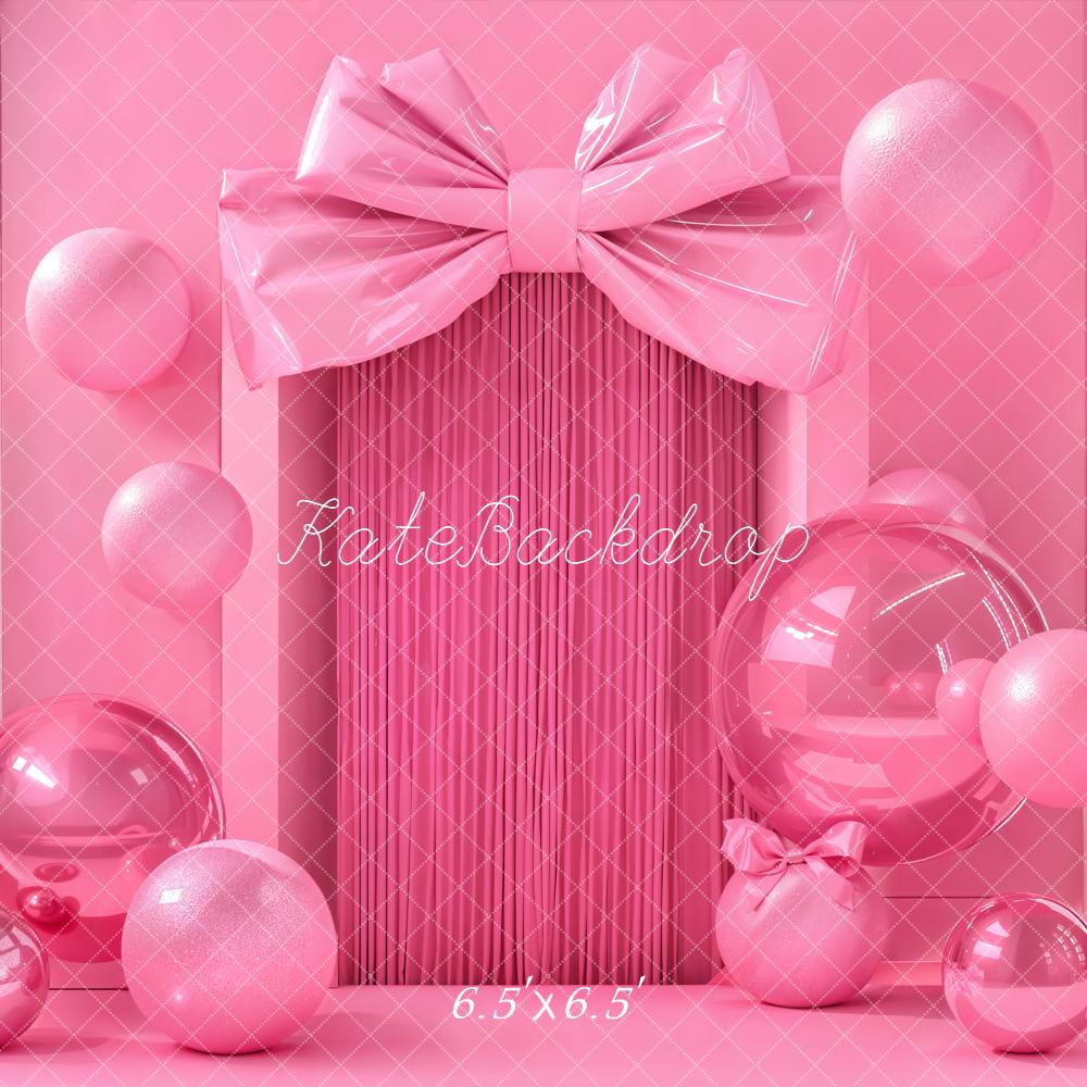 Kate Cake Smash Pink Bow Balloons Gift Boxes Backdrop Designed by Emetselch