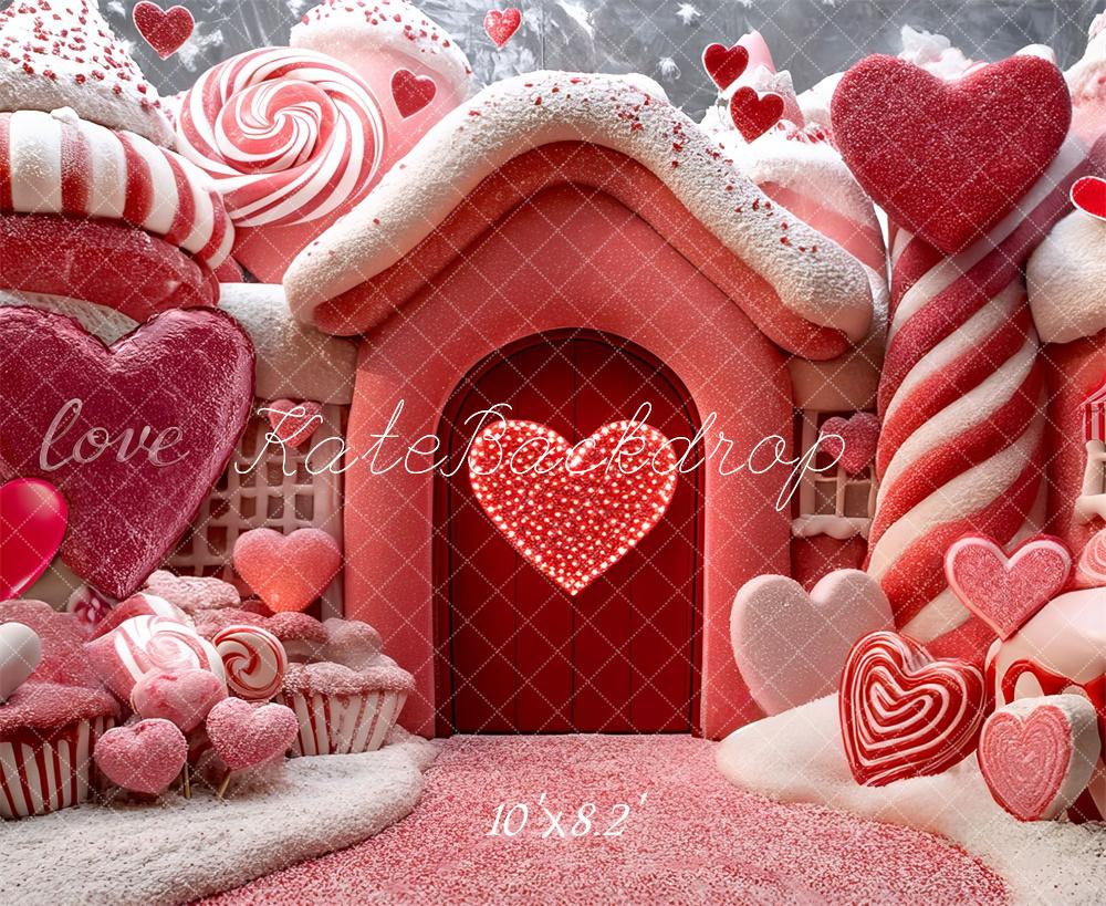 Kate Valentine's Pink Candy House Backdrop Designed by Mini MakeBelieve