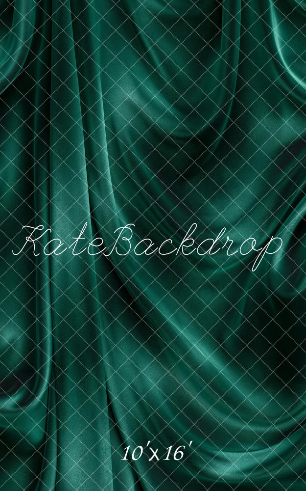 Kate Sweep Emerald Green Draped Fabric Printed Backdrop Designed by Angela Miller