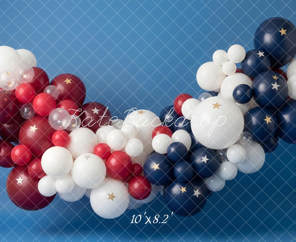Kate Independence Day Red White Blue Balloon Garland Stars Printed Backdrop Designed by Emetselch