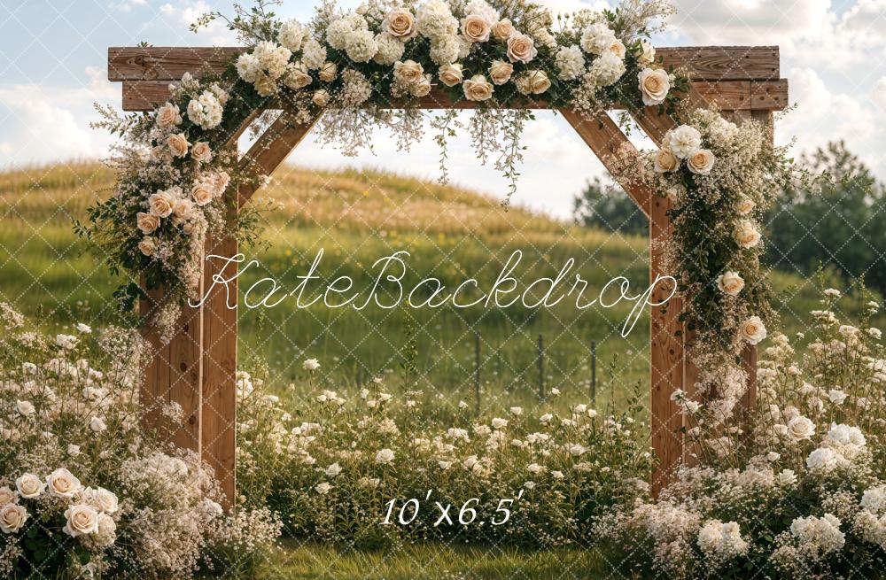 Kate Outdoor Romantic Flower Arch Grass Backdrop Designed by Emetselch