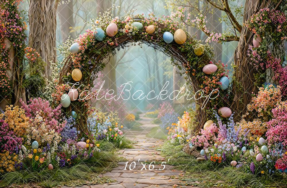 SALE Kate Easter Forest Bunny Flower Arch Pastel Eggs Pathway Backdrop Designed by Emetselch