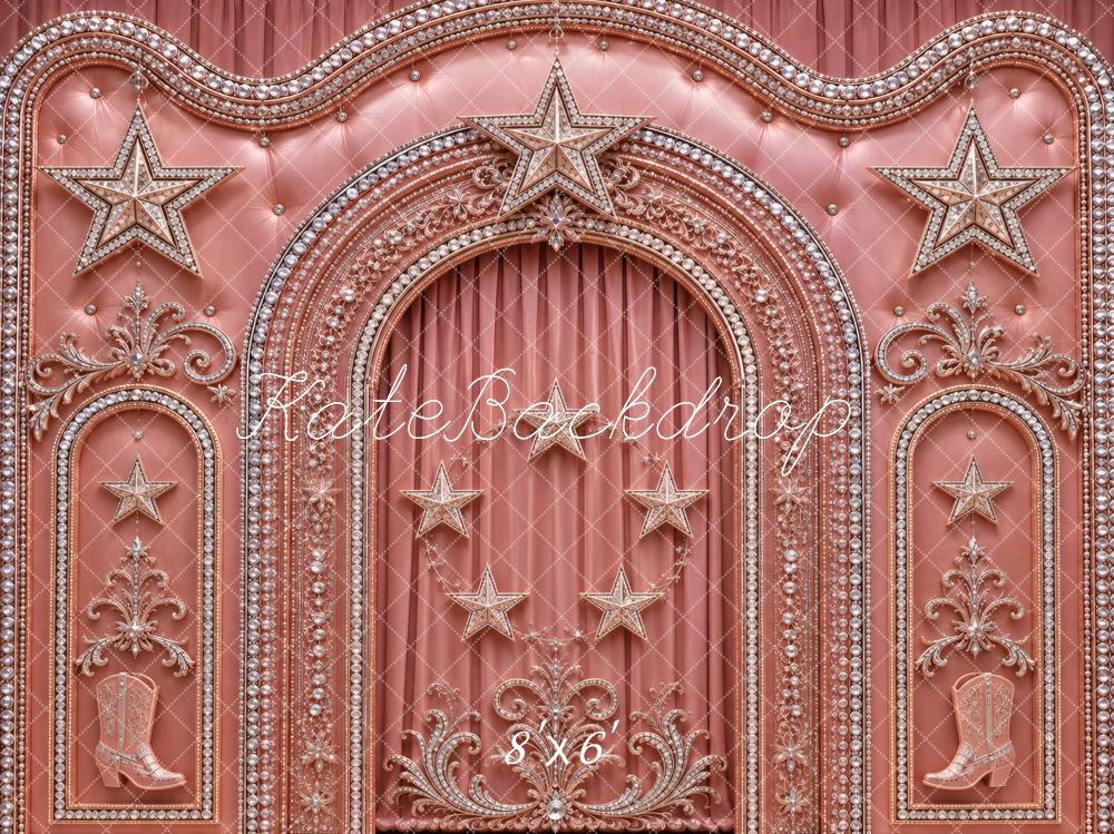 Kate Western Star Arch Cowboy Boots Pink Printed Backdrop Designed by Vertigo Productions