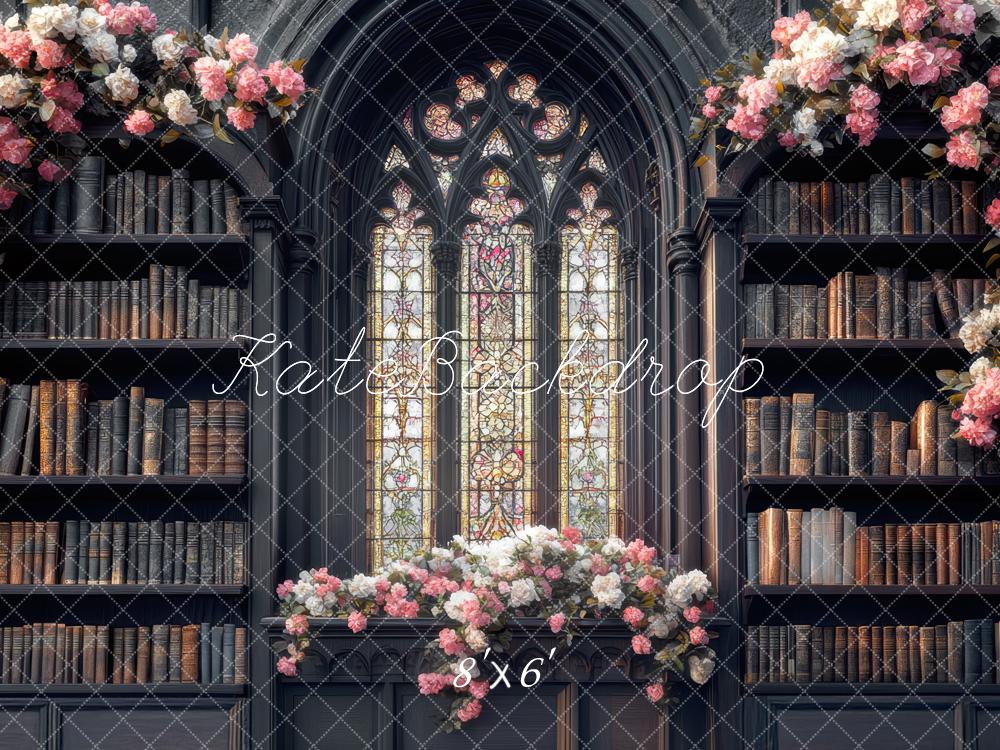 Kate Halloween Gothic Library Floral Backdrop Designed by Mini MakeBelieve