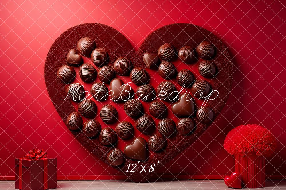 Kate Valentine's Day Red Heart Chocolate Box Gift Printed Backdrop Designed by Megan Leigh Photography