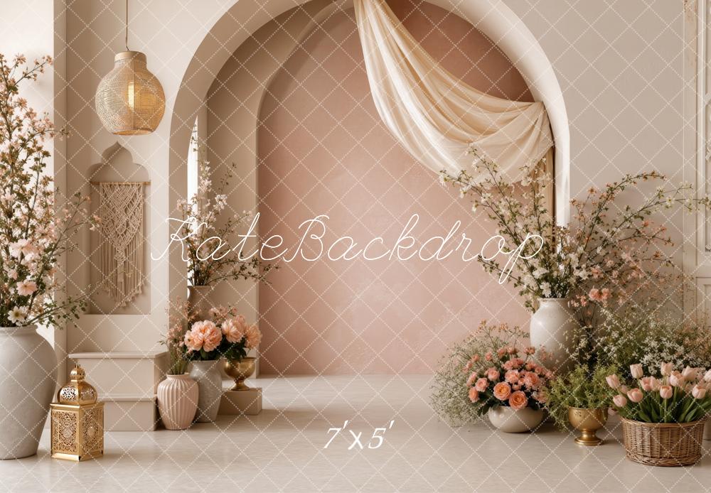 Kate Boho Spring Floral Arch Drapery Printed Backdrop Designed by Ashley Ward