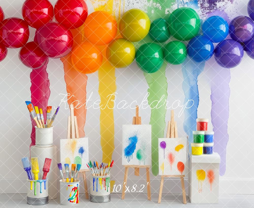Kate Rainbow Art Paint Party Backdrop Designed by Mini MakeBelieve