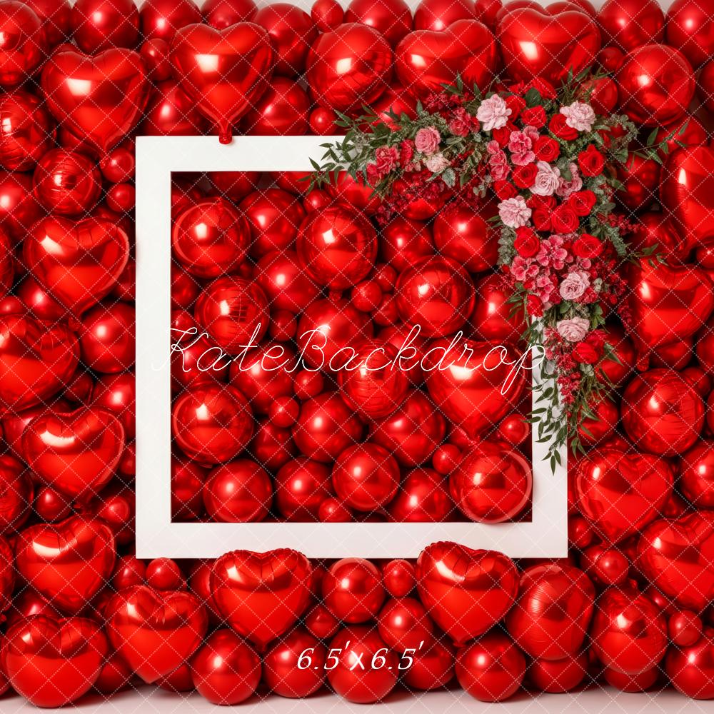 Kate Valentine's Day Red Heart Balloons Frame Flower Arch Backdrop Designed by Patty Roberts