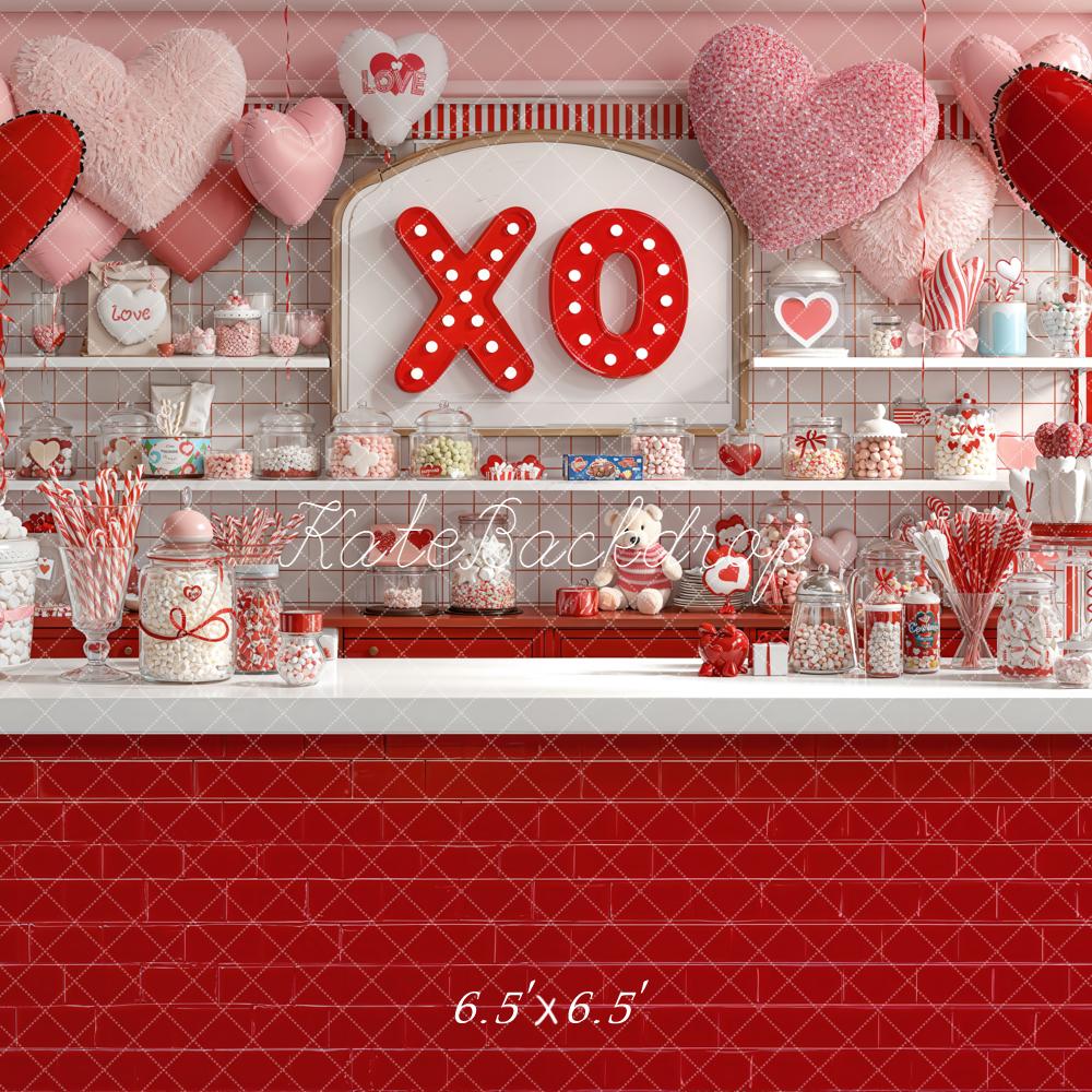 Kate Valentine's Day Candy Bar Hearts Balloons XO Backdrop Designed by Emetselch
