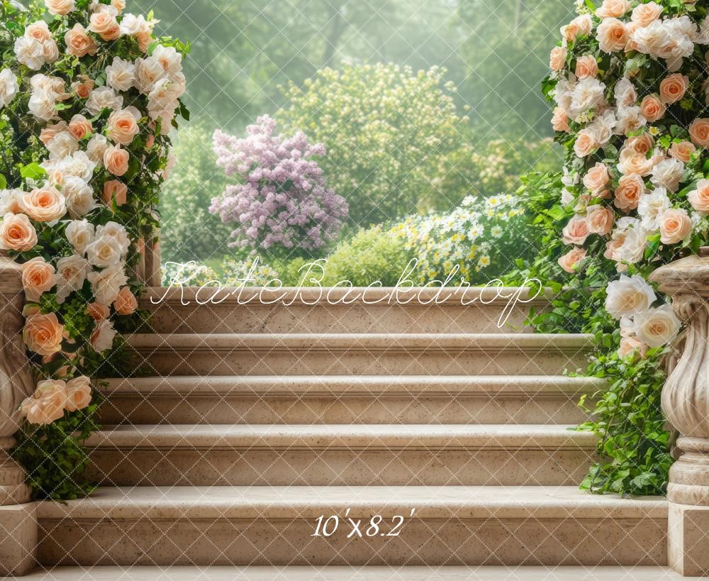 Fondo de Escaleras en Cascada Jardín Floral Diseñado por Mini MakeBelieve
