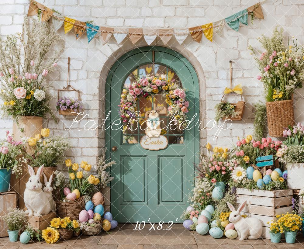 Kate Easter Bunny Flowers Door Backdrop Designed by Emetselch