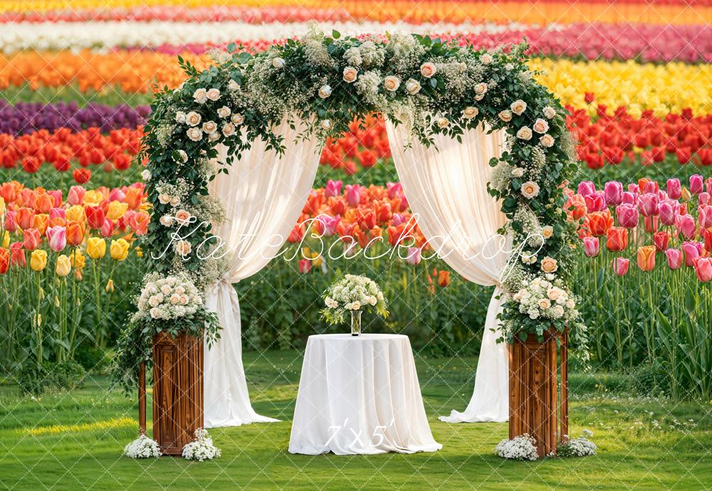 Kate Spring Flower Arch Floral Garden Tulips Backdrop Designed by Emetselch