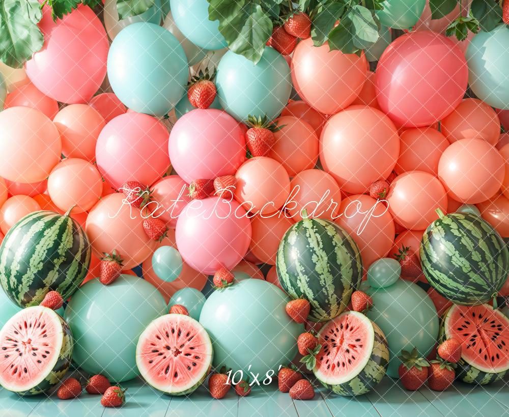 Estate Cake Smash Palloncini Anguria Fragole Sfondo Designed by Emetselch