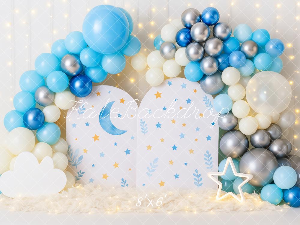 Cake Smash Luna Estrellas Globo Azul Fondo Diseñado por Patty Roberts