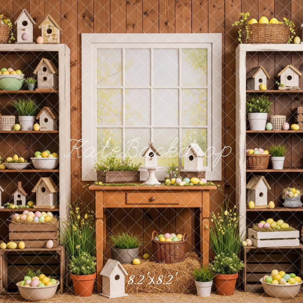 Kate Easter Bunny Birdhouse Shelf Window Backdrop Designed by Patty Roberts