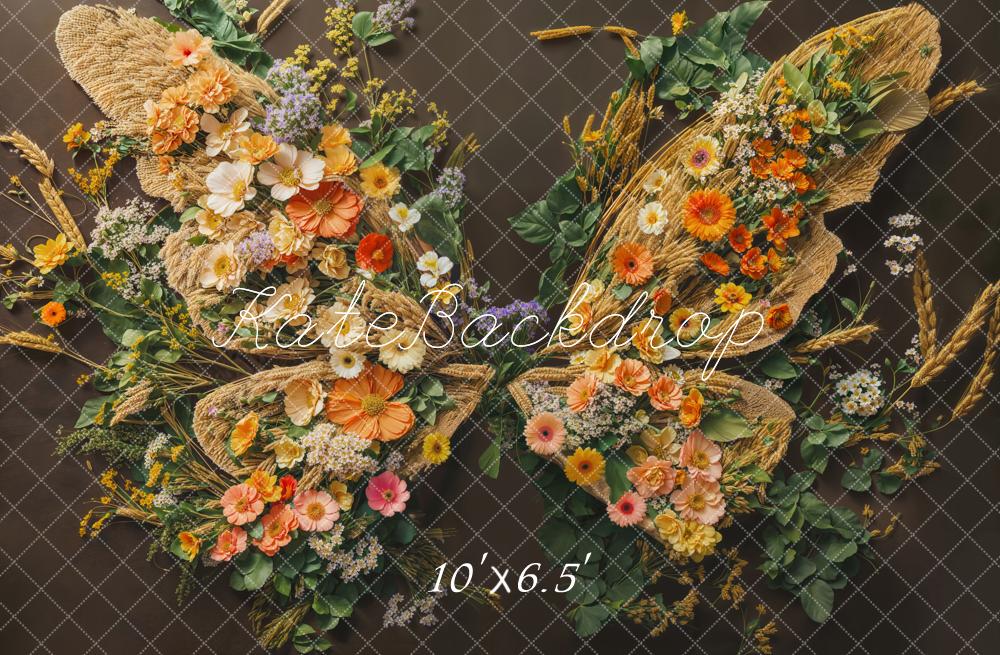 Fondo de piso de alas de mariposa florales para recién nacidos diseñado por Emetselch