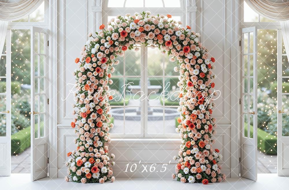 Kate Spring Flower Arch White Room Windows Backdrop Designed by Mini MakeBelieve