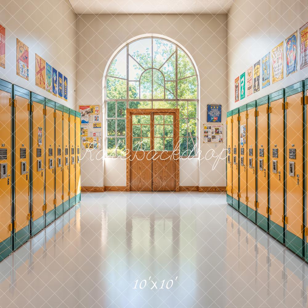 Kate Back to School Yellow Lockers Hallway Backdrop Designed by Emetselch
