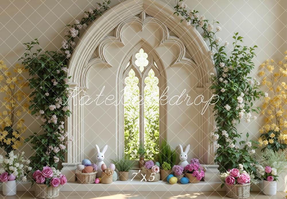 Kate Easter Bunny Floral Arch Eggs Window Backdrop Designed by Mini MakeBelieve