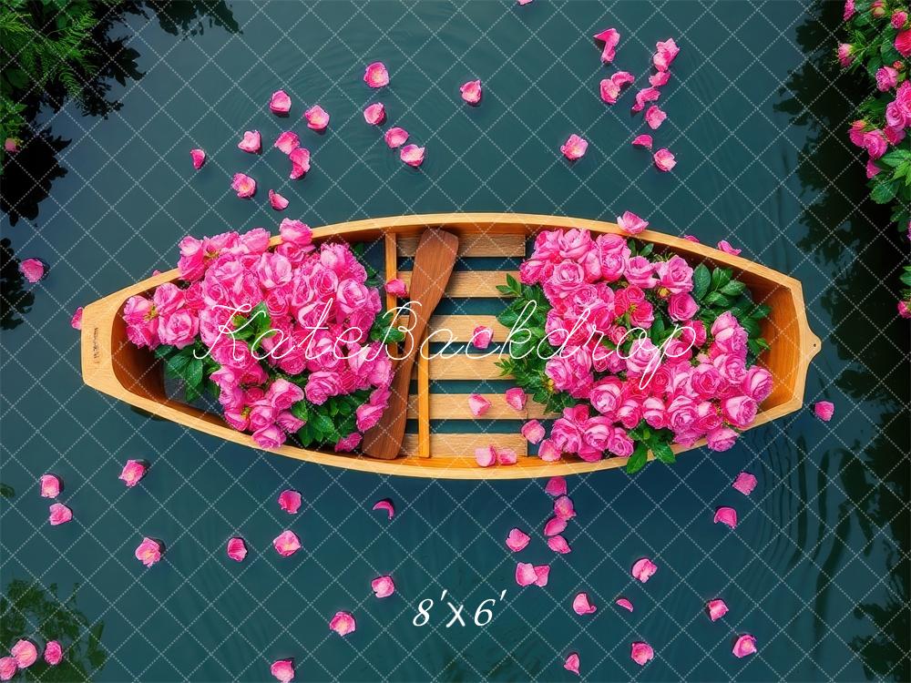 Fondo de Lago de Rosas Florales de Barco Diseñado por Laura Bybee