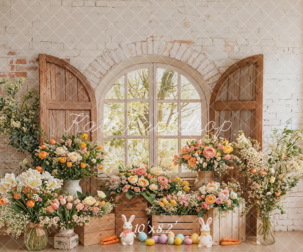 Kate Easter Bunny Flower Arch Window Backdrop Designed by Emetselch