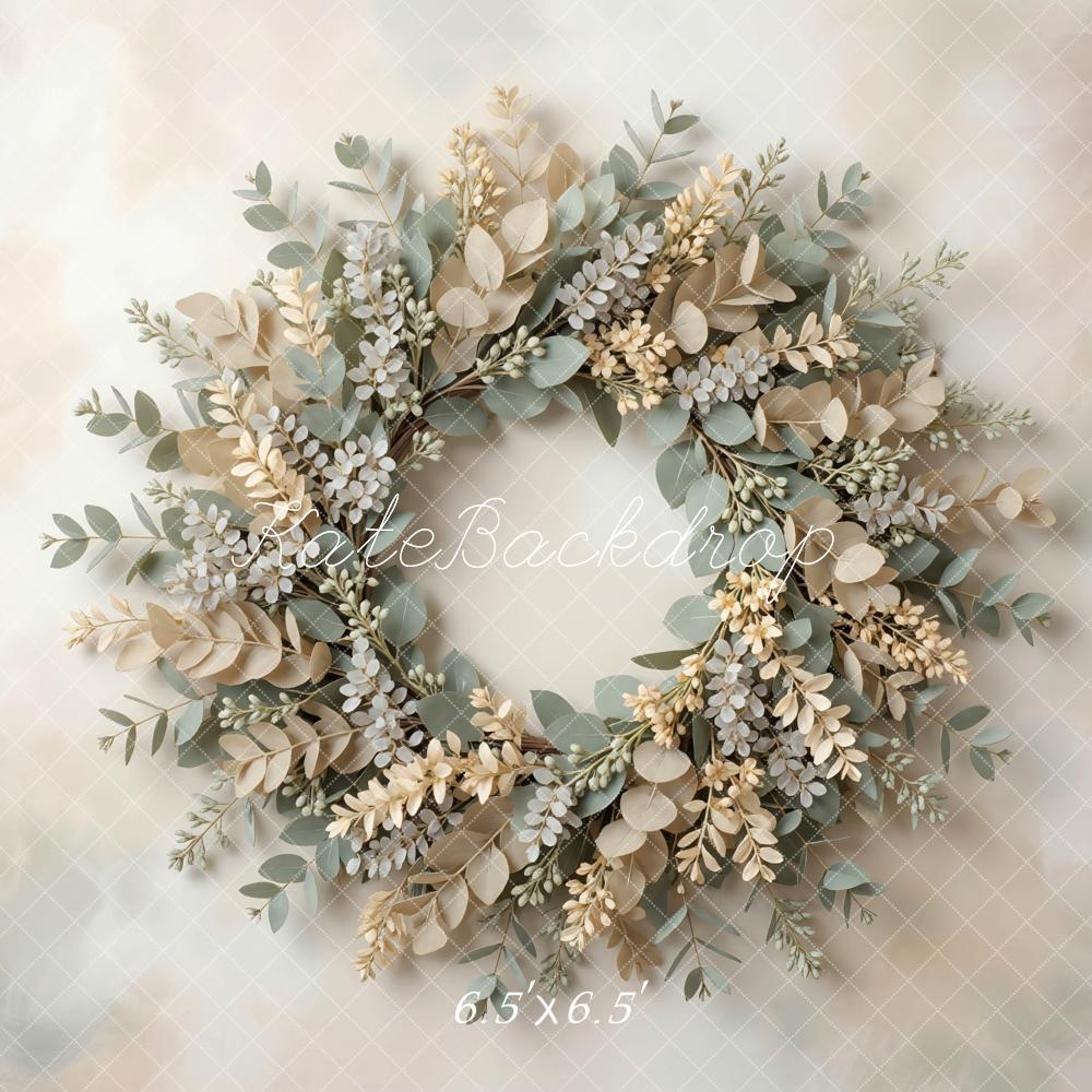 Kate Newborn Greenery Wreath Pastel Backdrop Designed by Mini MakeBelieve