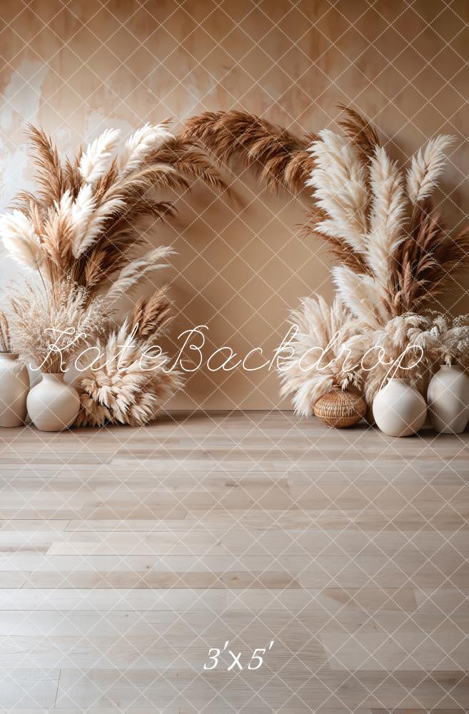 Kate Boho Pampas Grass Floral Arch Backdrop Designed by Emetselch
