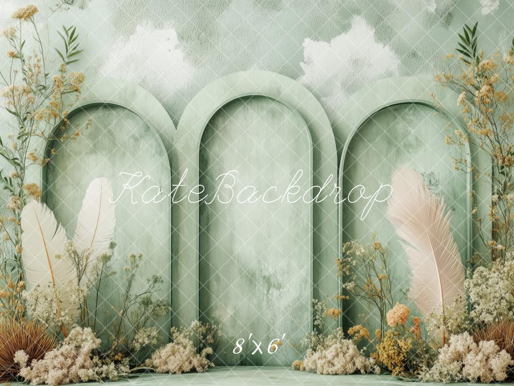 Kate Boho Floral Green Arched Panels Backdrop Designed by Patty Roberts