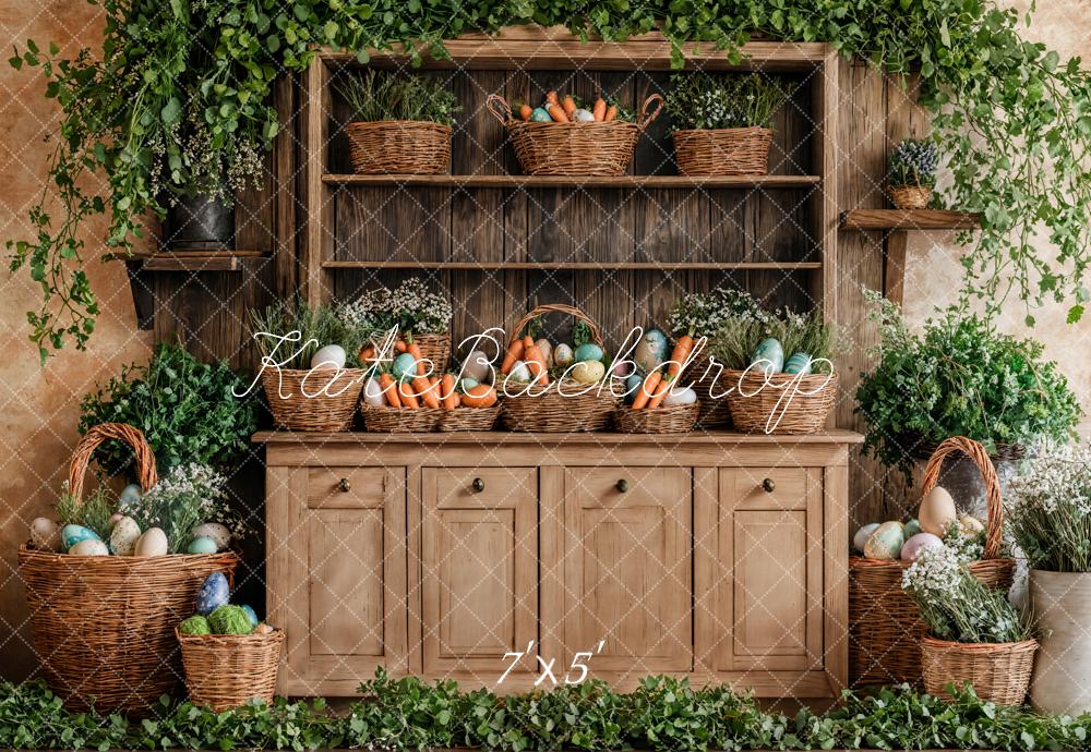 Easter Basket Wood Cabinet Foto Achtergrond Designed by Emetselch