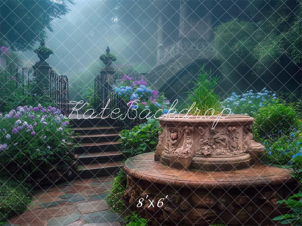Kate Enchanted Garden Fountain Stairs Backdrop Designed by Mini MakeBelieve