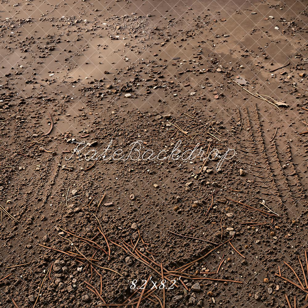 Kate Brown Dirt Gravel Tire Track Floor Printed Backdrop Designed by Kate Image