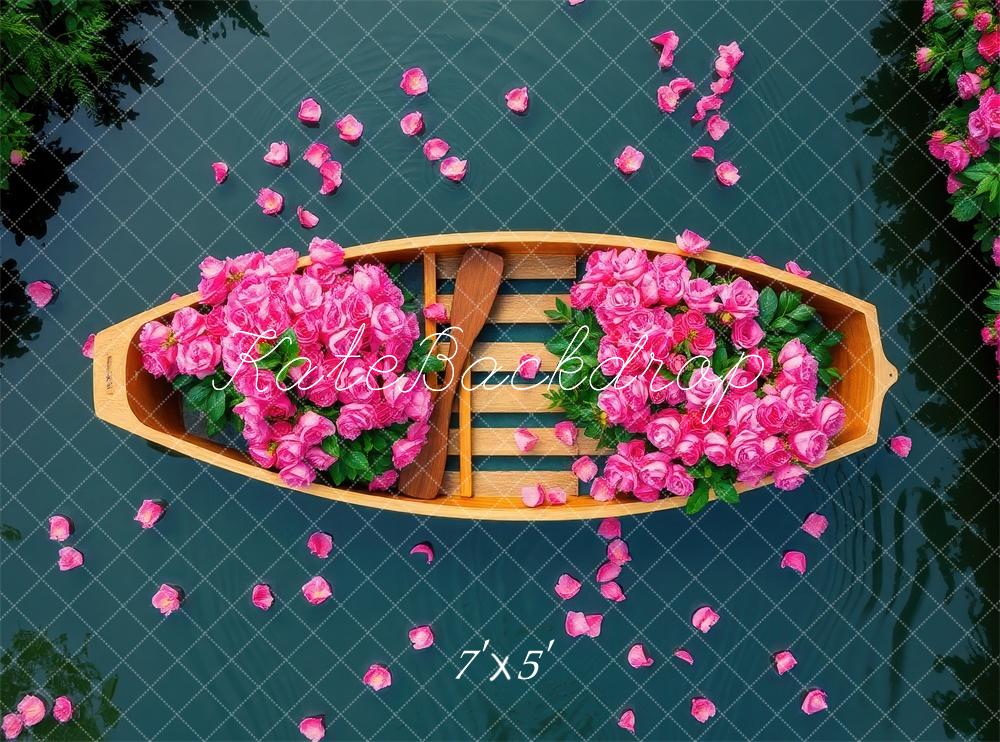 Fondo de Lago de Rosas Florales de Barco Diseñado por Laura Bybee