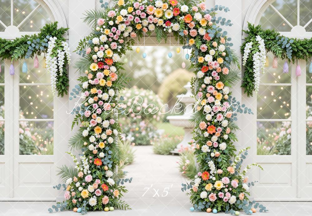 Kate Spring Flower Arch Pastel Eggs Garden Backdrop Designed by Mini MakeBelieve