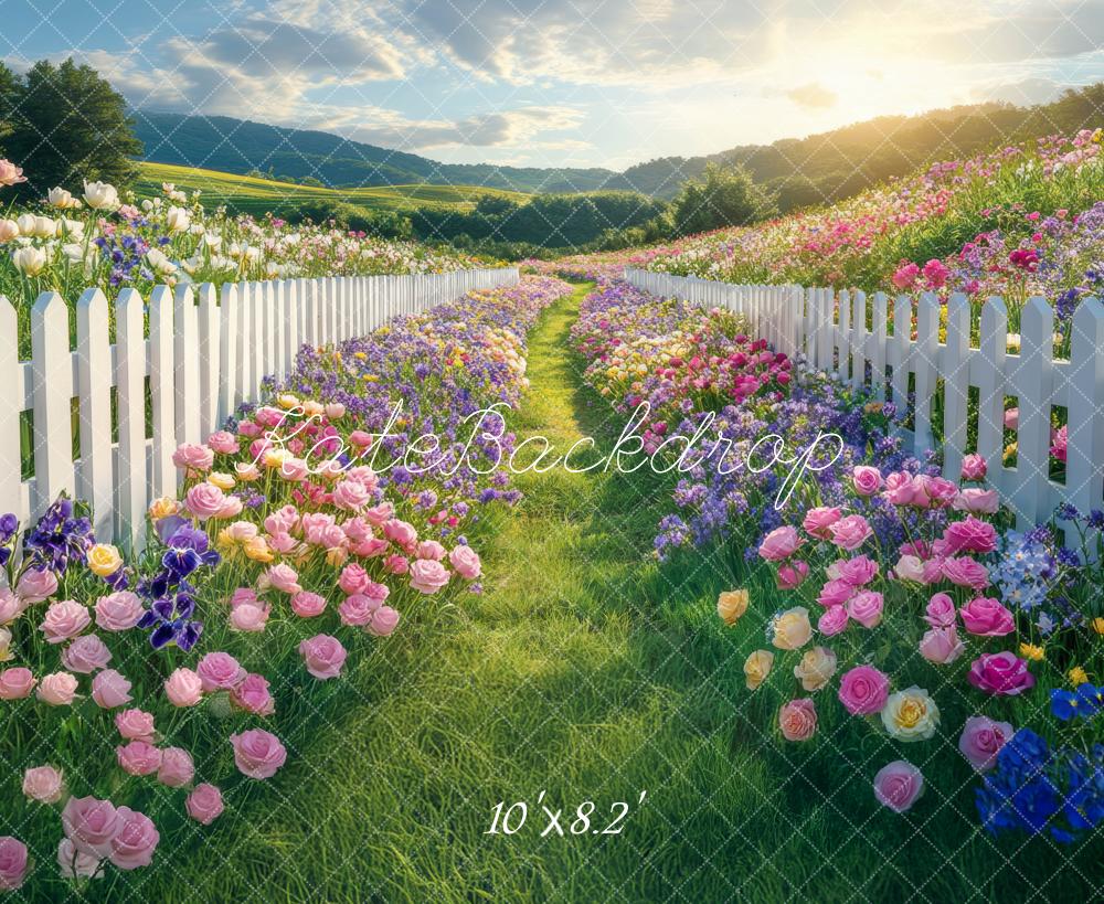 Kate Spring Field Flower Garden Path Backdrop Designed by Mini MakeBelieve