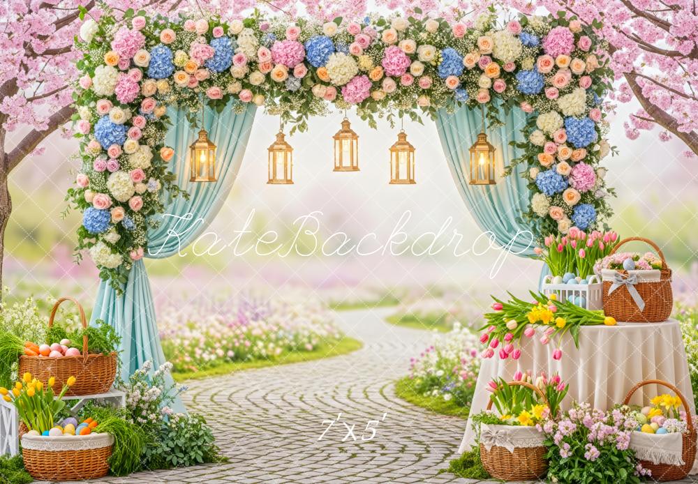 Kate Easter Flower Arch Pastel Eggs Garden Backdrop Designed by Patty Roberts