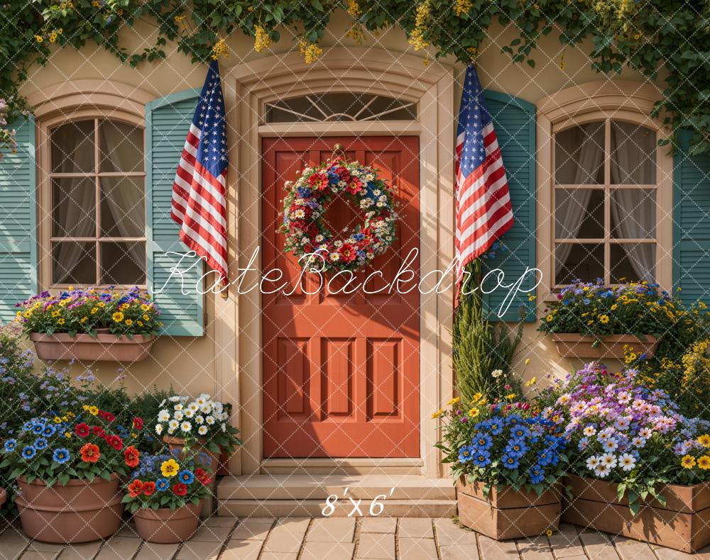 Día de la Independencia Bandera Floral de Porche Fondo Diseñado por Emetselch