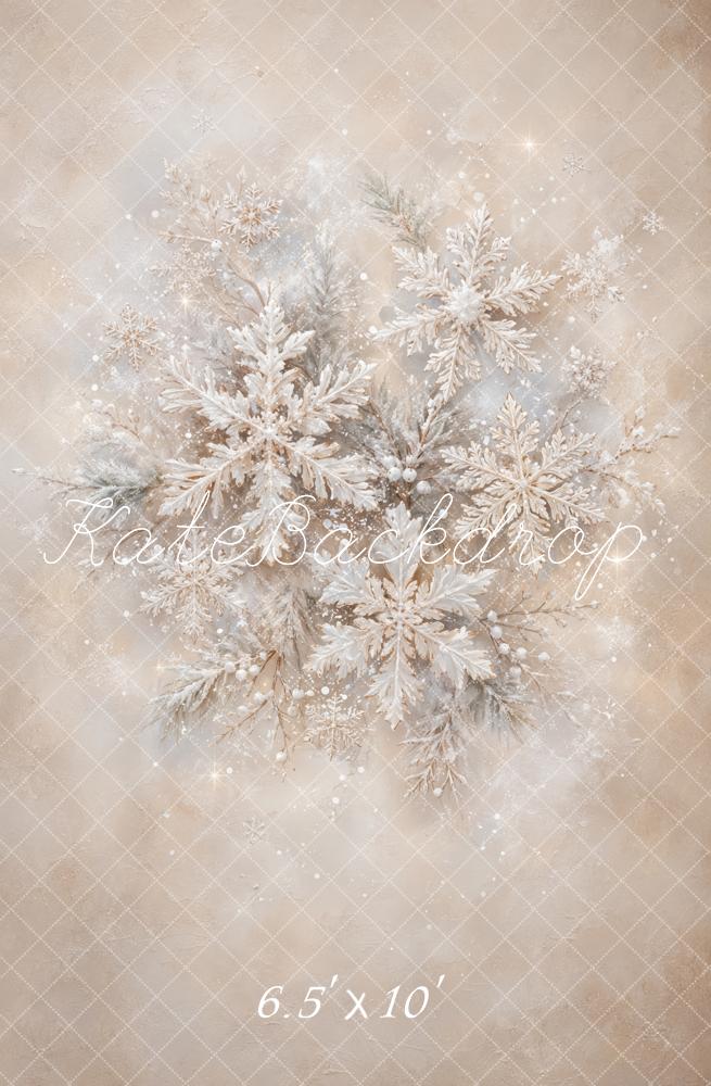 TEST Kate Christmas Abstract Neutral Snowflakes Pine Branches Printed Backdrop Designed by GQ