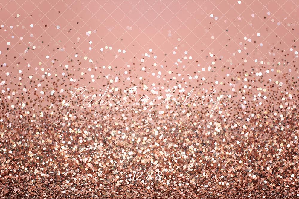 Kate Rose Gold Glitter Bokeh Printed Backdrop Designed by Angela Miller